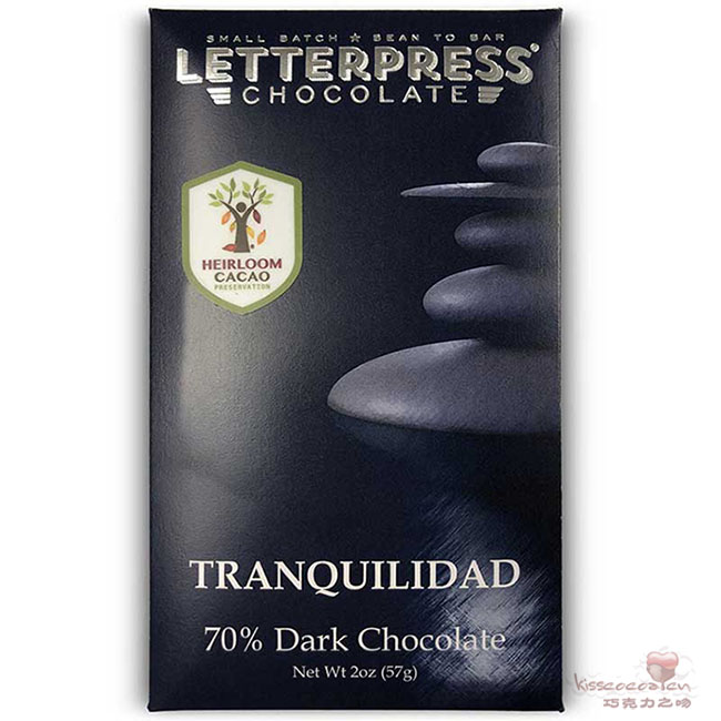LETTERPRESS TRANQUILIDAD 70%
玻利维亚 Tranquilidad 可可 70%可可含量 单源黑巧克力