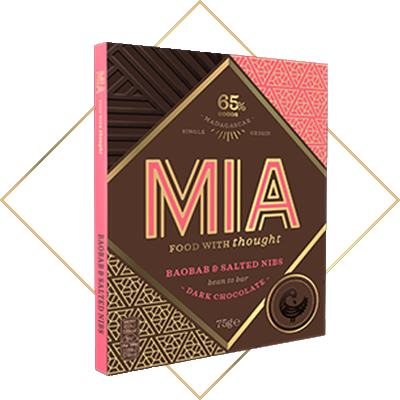 MIA 米娅
猴面包树和盐屑
65%可可含量黑巧克力 MIA 米娅
猴面包树和盐屑
65%可可含量黑巧克力