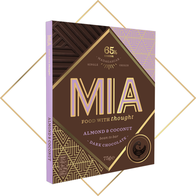 MIA 米娅
杏仁和椰子
65%可可含量黑巧克力 MIA 米娅
杏仁和椰子
65%可可含量黑巧克力