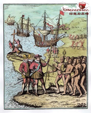 西班牙征服者 Hernán Cortés 埃尔南·科尔特斯在墨西哥塔巴斯科州登岸